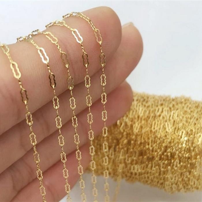 Горячая цепочка Etsy 14K для изготовления ювелирных изделий и ожерелий, оптом, 1.4 мм, плетение Krinkle, позолоченная
