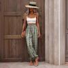 YYFS Women's Fashion Summer Spring Casual Geometric Print High Waist Trousers Pants & Capris