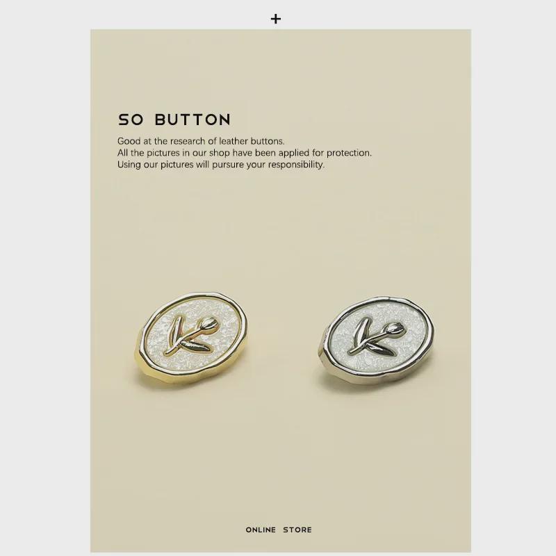 Esstudi Women's Tweed Coat: Oval Tulip Metal Button Sweater