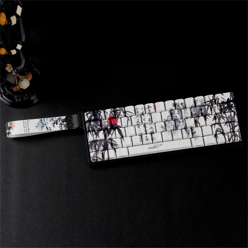 PBT кейкапы с тематикой Бамбуковый Лес, оригинальный профиль, сублимационная печать сбоку, для 61 64 68 ANSI ISO механических клавиатур