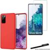 Tempered Glass for Samsung Galaxy S20 FE and Soft Protective Case Red with Stylus Toproduits®
