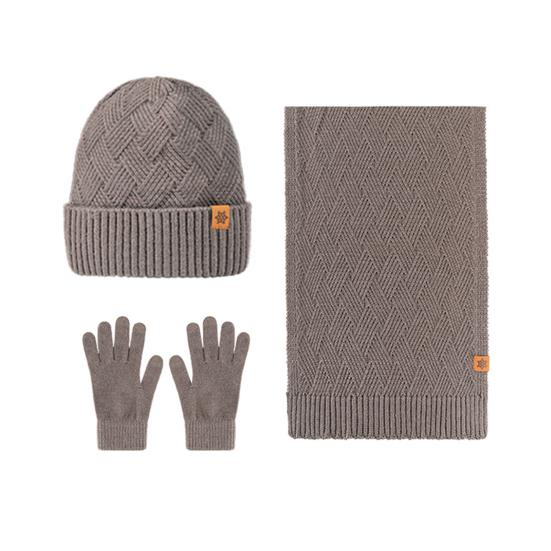 Men's Winter Hat Scarf Gloves Set 3 Pcs Warm Skull Cap Long Scarf Fleece Lined Gloves Set for Cold Weather
