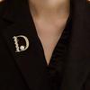 Simple Letters Niche Light Luxury Brooch Women'S Simple Retro Design Corsage Suit Accessories Anti-Light Fixed Pin
