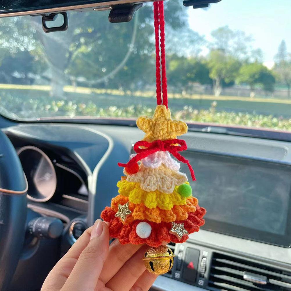 Вязаный вручную кулон в виде рождественской елки, декор для зеркала заднего вида автомобиля, украшение для дома, подарок для автомобиля, аксессуары для подвешивания в салоне, для женщин и мужчин