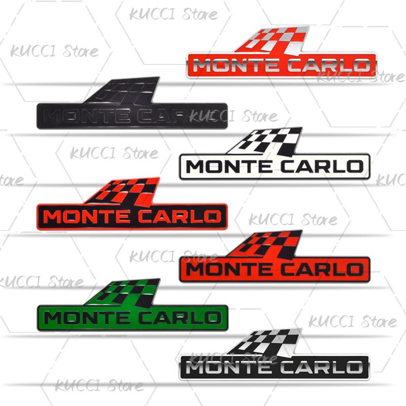 FSNK8 Alloy Metal Monte Carlo Racing Flag Grille Emblem Rear Trunk Badge Sticker For Skoda Fabia Octavia Kodiaq Superb VRS Kamiq Rapid