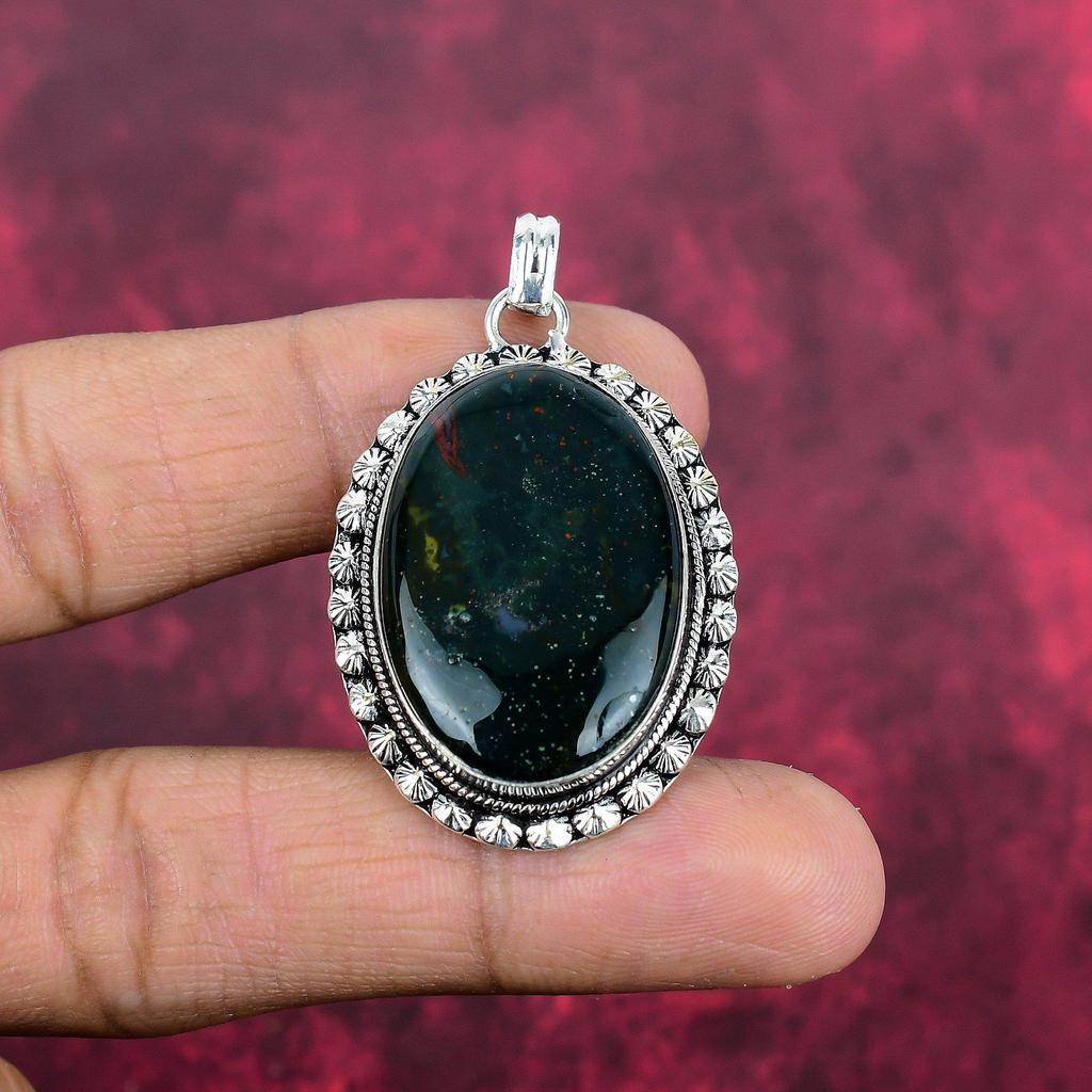 Bloodstone 925 Solid Sterling Silver Pendant Handmade Gemstone Jewelry, Gifts For Wife Brand New Pendant