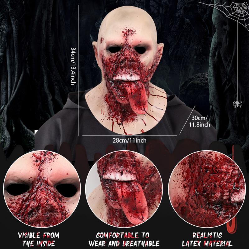 Хэллоуин Гнилое Лицо Зомби Ужас Латексная Маска Косплей Головные Уборы Одеваются Реквизит Для Хэллоуина