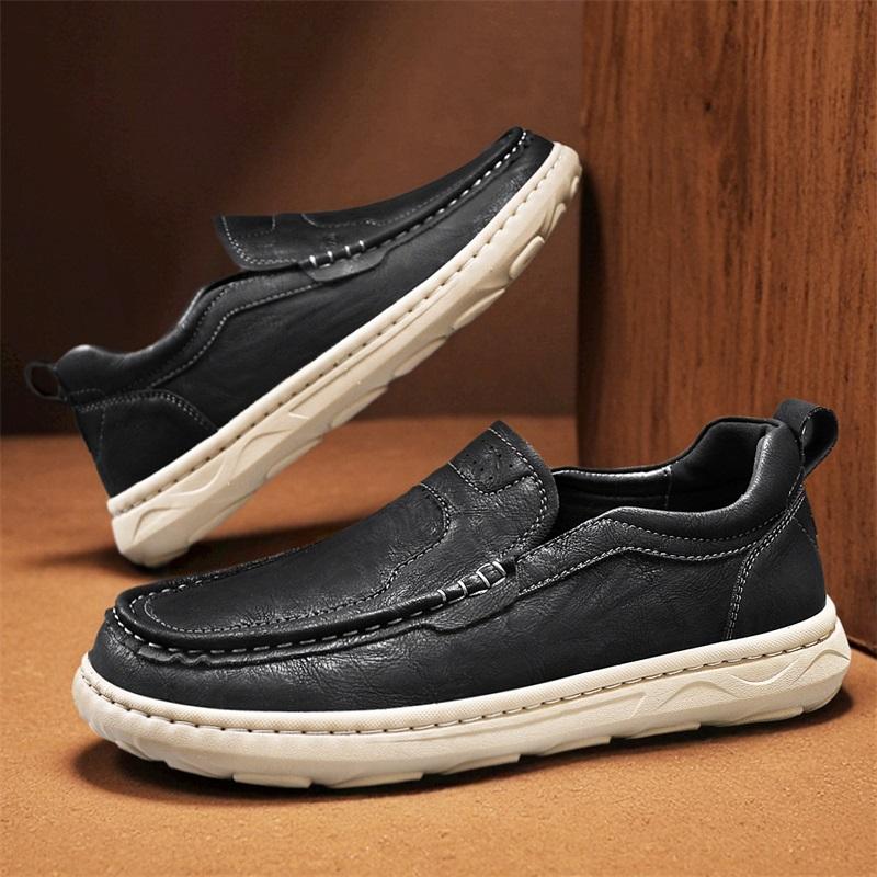 British Style Genuine Leather Men Shoes Trend Comfortable Casual Shoes Outdoor Men Sneakers Moccasins Men Flats Shoes