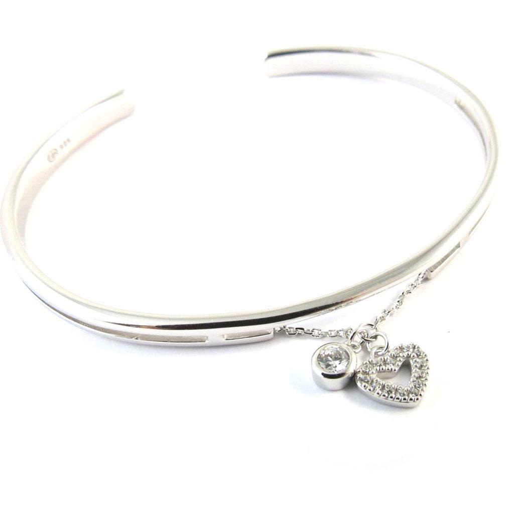 Les Trésors De Lily [P0179] - Open Silver Bracelet 'Love' Silver White (rhodium-plated)