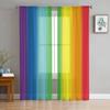 Rainbow Stripes Sheer Curtains for Living Room Bedroom Home Decor Kitchen Tulle for Windows Voile Drapes