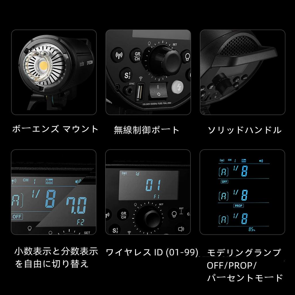 Вспышка Godox Strobe Flash 1000Ws GN140 Время перезарядки Длительность вспышки Крепление Bowens Фотографическая вспышка для свадебного портрета Модная рекламная фотография