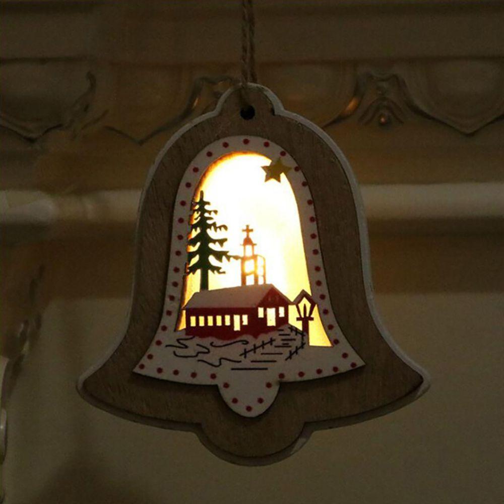 Рождественские подвесные украшения, деревянный светящийся кулон, елочные украшения, пентаграмма, колокольчик, подвесные украшения для рождественской елки, ремесла, декор