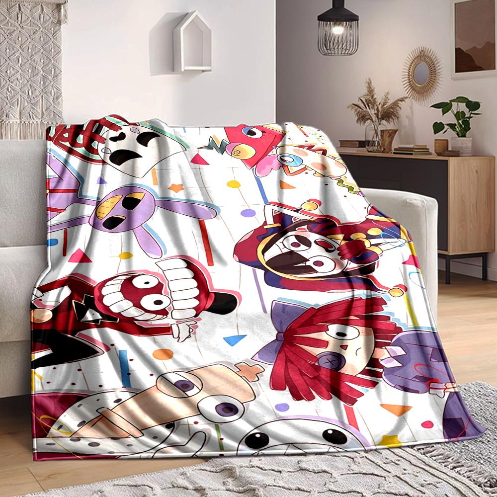 1Pc Happy Cartoon Characters Celebration Flannel Blanket, Soft And Comfortable, Casual Warm, Camping Travel, Christmas, Halloween Xmas Gift Y1573