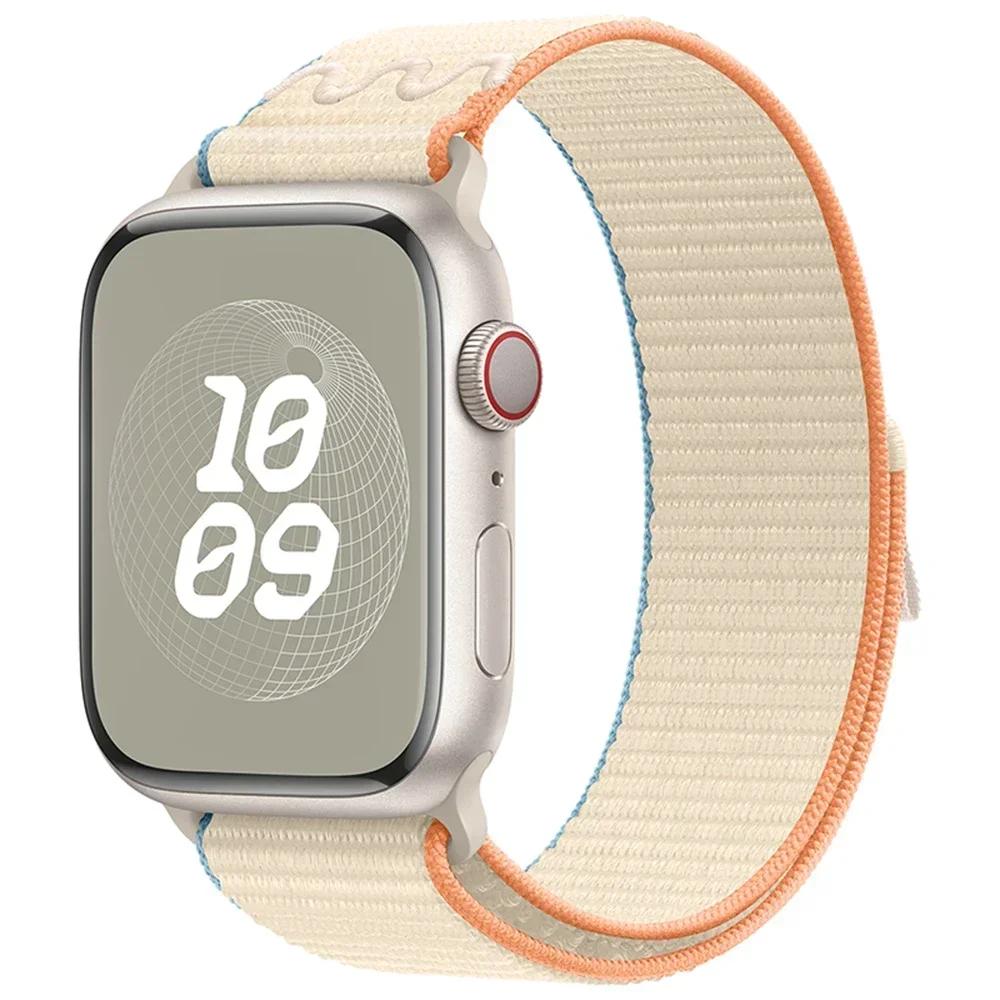 Нейлоновый спортивный ремешок-петля для Apple Watch Band Ultra 2 49мм 46мм 45мм 44мм 41мм 42мм 40мм Браслет iWatch 10 9 8 7 6 5 SE Ремешок для часов