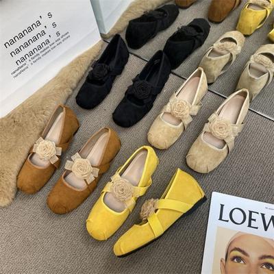 Мода Мода Ретро Женская обувь Весна Новые Удобные Круглые Балетки на плоской подошве Противоскользящие Балетки с мелким вырезом Противоскользящая Женская Кожаная обувь