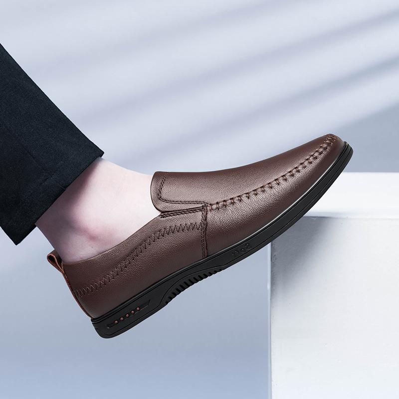 Весенне-осенние британские мужские кожаные туфли, повседневные лоферы на плоской подошве, молодежная универсальная обувь для ленивых, лучшая мужская обувь