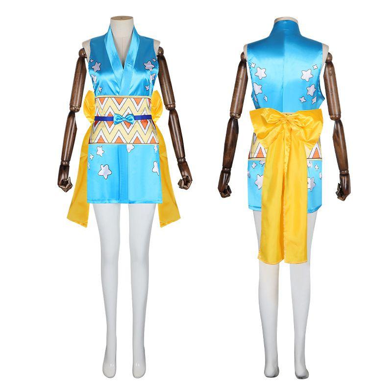 Косплей костюм Нами из One Piece. Яркое платье без рукавов для Хэллоуина. Для фанатов аниме.