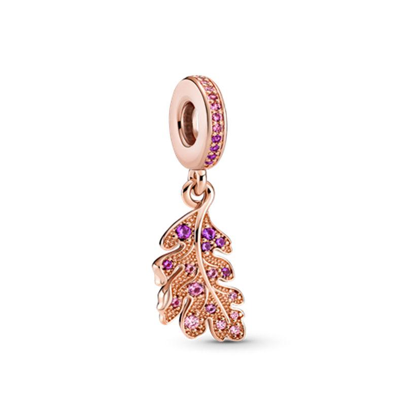 Серия Rose Gold Подвески-бусины в форме сердца Цветок Зажим Медь Подходит для Европейских Оригинальных Браслетов Сделай сам Элегантные Украшения