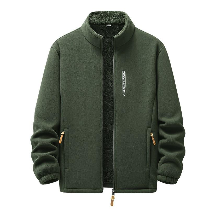 Mens Fleece Jacket Warm Outdoor Pullover Thick Stand Collar Plus Size Fall Winter