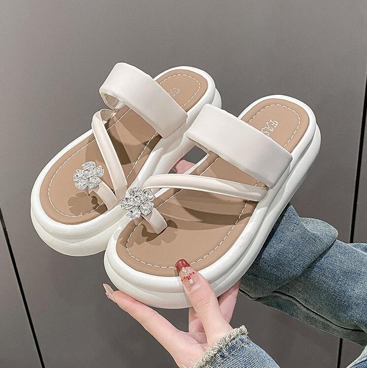 Летние новые туфли на платформе женские тапочки с цветочным дизайном и открытым носком женские туфли повседневные тапочки домашние нескользящие тапочки