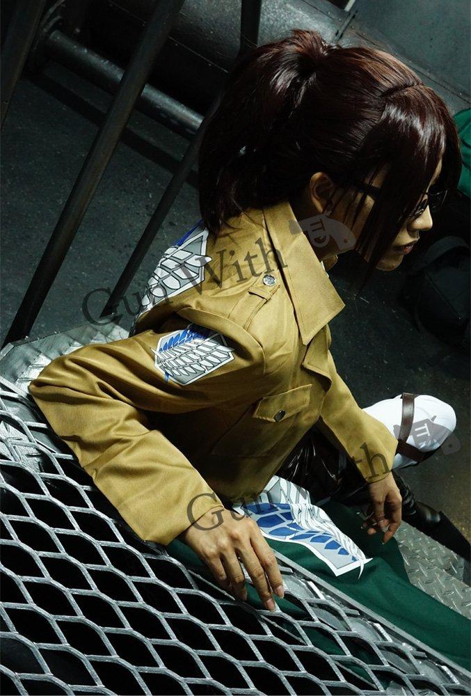 Атака титанов куртка исследовательского корпуса крылья свободы косплей костюм унисекс Эрен Микаса Леви Ханге [Пистолет с] (L)