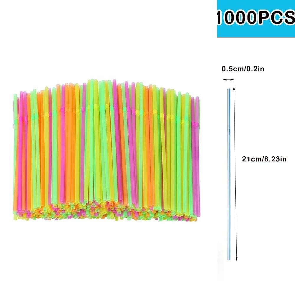 100-10000PC Disposable Colored Plastic Flexible Straws,Hawaiian Straw For Drinking Cocktail wedding,birthday Party,beach,supplie