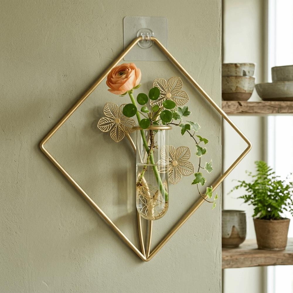 Vase Wall Mounted Planter Iron Art Wall Decoration Hydroponic Plant Holder Home Decor