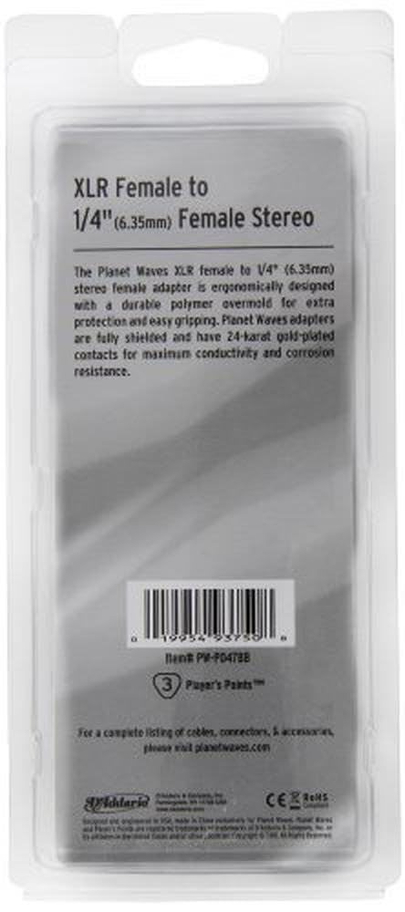 Переходник D'Addario XLR(F)/Стерео телефон(F) PW-P047BB []