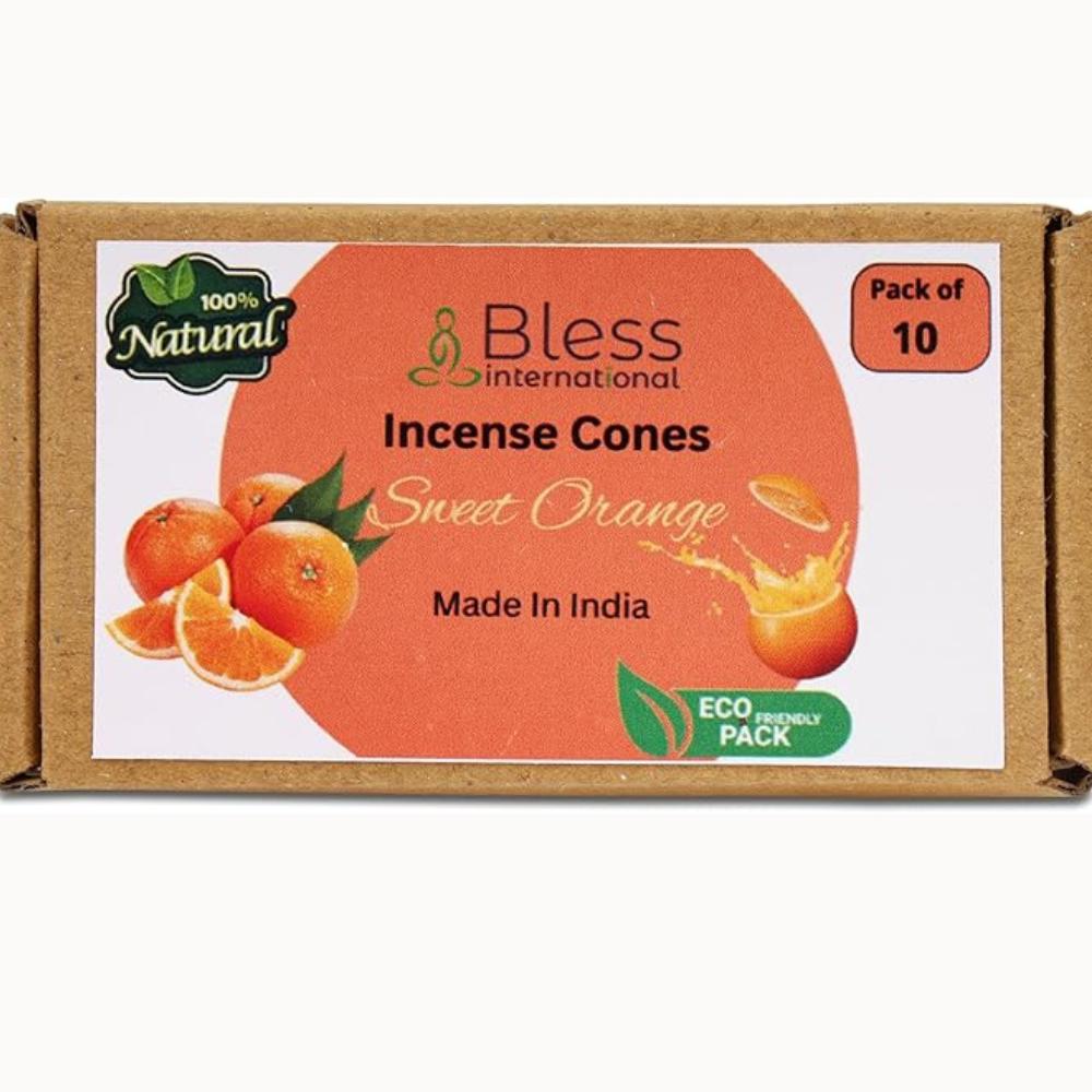 Bless-International Sweet Orange 100%-натуральные благовония-конусы ручной работы-обработанные вручную органические-без-химии-для-очищения-релаксации