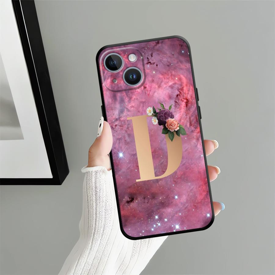 Чехол для телефона Funda для Apple iPhone 17 Pro Max Air 11 XR XS MAX 12 14 13 15 Pro 7 8 16 Цветок Имя Буква C D