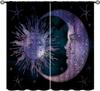 Sun Moon Curtains Bohemian Celestial Art Printed Blackout Window Drapes for Bedroom Living Room Kitchen Decor Fabric Set 2 Panel