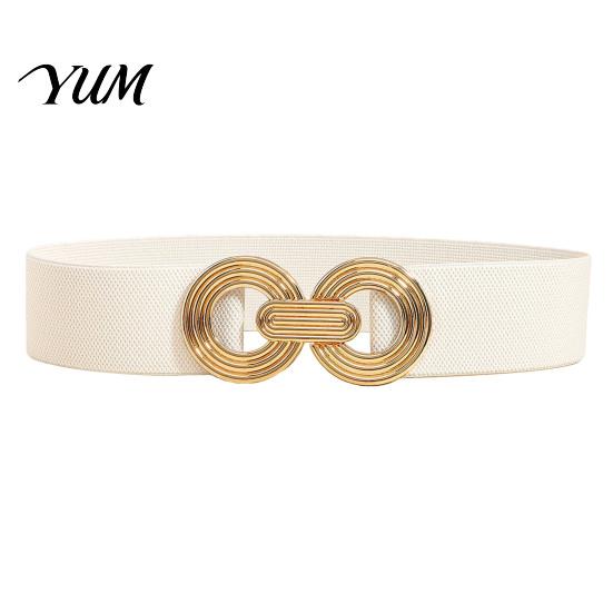 Women Waist Accessories for Date Parties 75cm Women's Elastic Belt, Wide Stretch Fashionable Belt with Stretchy Cinchers Geometric Metal Buckle, Dress