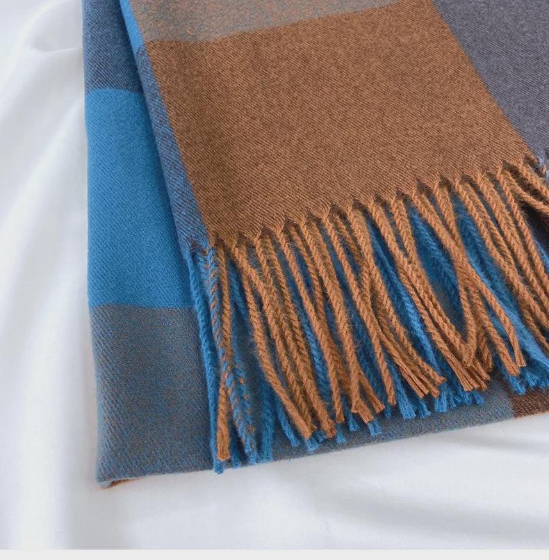 Women's Autumn/Winter 2022 Warm Imitation Cashmere Plaid Scarf Shawl - Korean Style