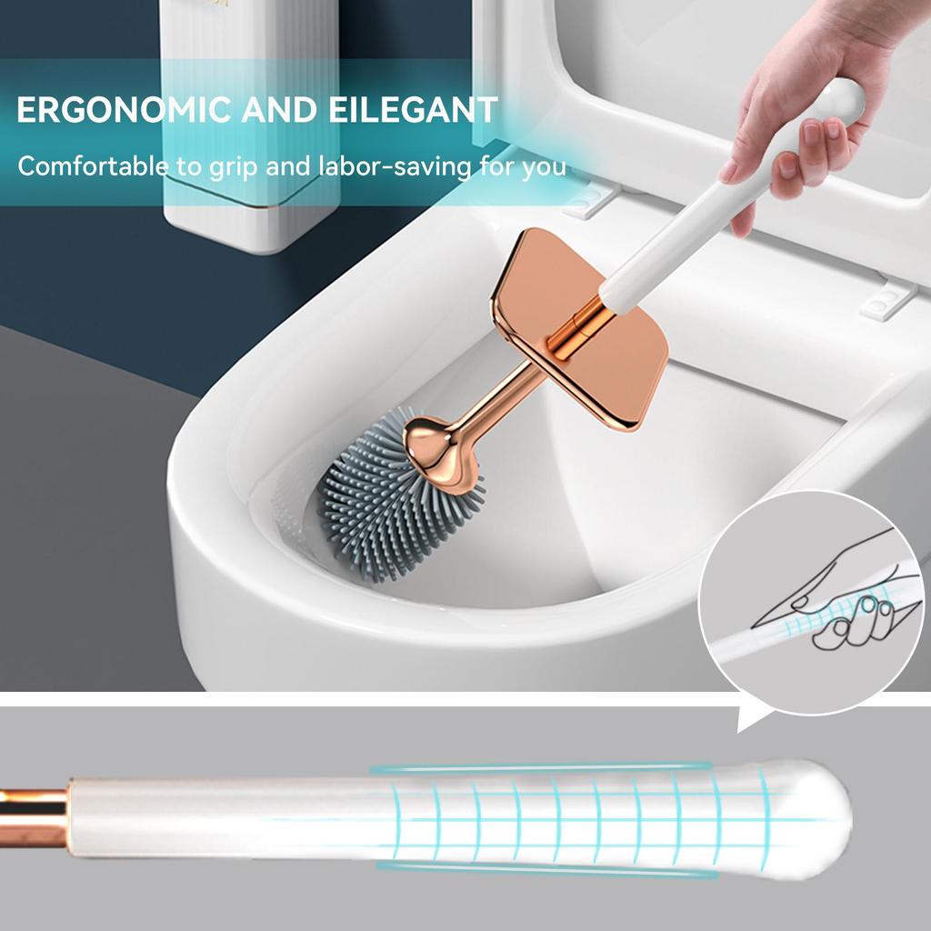 Toilet Brush And Holder,Elegant Toilet Bowl Brush Set With Ergonomic Long Handle,Decor Cleaning Accessories,Durable, Deep Cleaning