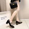 Red Patent Leather Mary Janes Shoes 2024 Summer New Fashion Square Toe Women's Pumps Comfortable Chunky Heel Ladies Single Shoes
