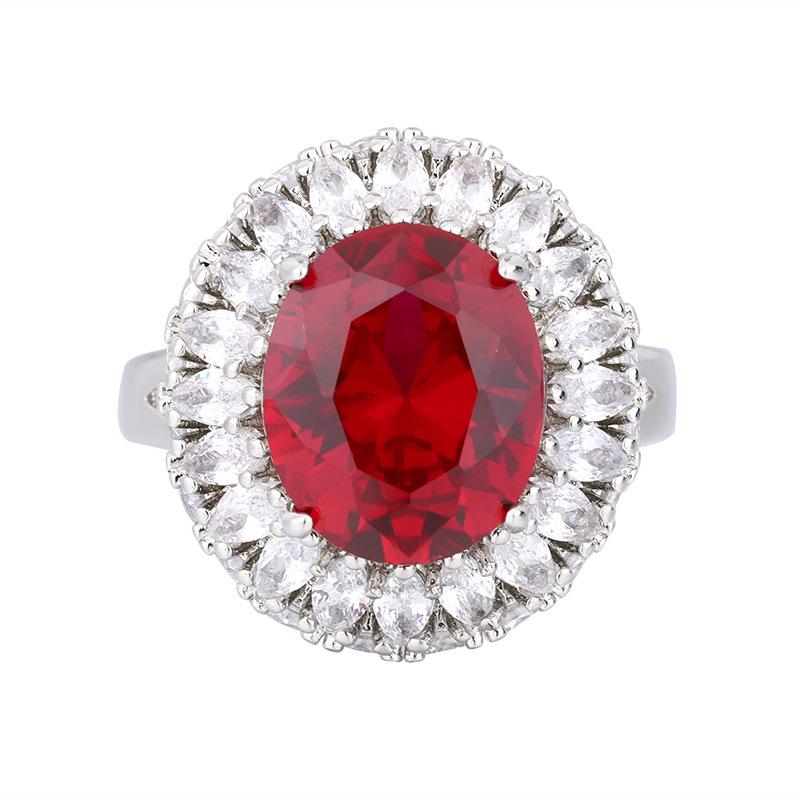 Ювелирные изделия Медное основание Позолоченное Имитация цвета Сокровище Форма Дана Ретро Темперамент Кольцо Главный камень 10 * 12