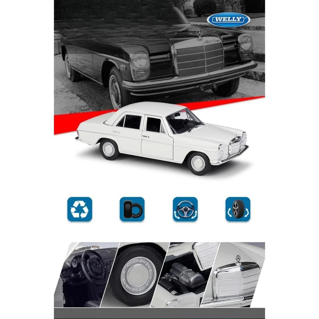 Welly 1/24 Модель автомобиля из сплава Mercedes-Benz 220 Литые металлические Классический Ретро Модель старого автомобиля Симуляция Коллекция Детская игрушка Подарок