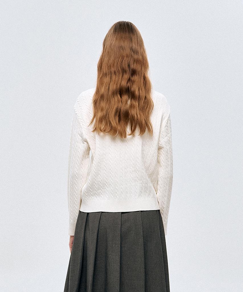 LESONNET Duke Cable Knit Pullover Cream