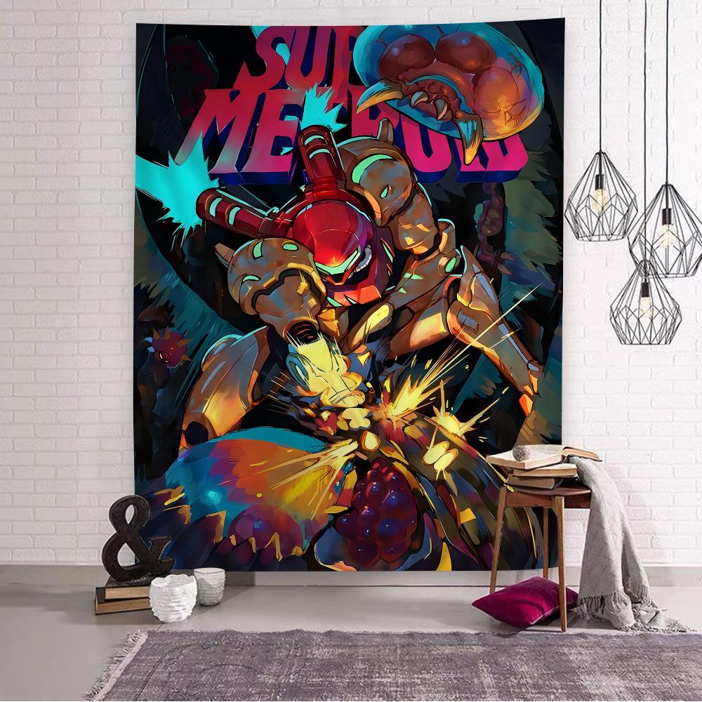 Аниме-гобелен в стиле Metroid, подвесной, Таро, Хиппи, настенные ковры, Декор для общежития, дома