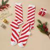 Рождественский зеленый красный хлопковый чулок в полоску выше колена с бантом длинные носки