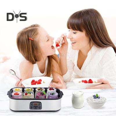 Йогуртница с регулируемой температурой и контролем времени, розетка ЕС, постоянная температура ферментации, 8 независимых резервуаров, высокая емкость для домашнего приготовления