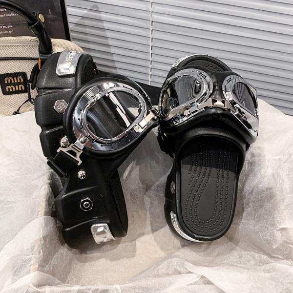 Модные пляжные туфли с закрытым носком, женские шлепанцы на платформе, сабо в стиле панк, сандалии, шлепанцы, пляжные туфли с закрытым носком, домашние тапочки, шлепанцы на платформе