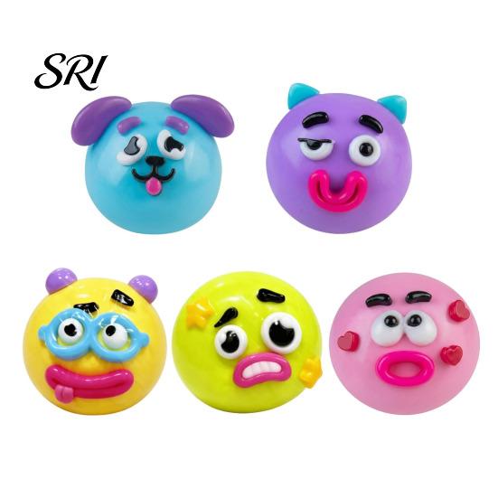 Cartoon Expression Squeeze Toy 2Pcs Dog Face Stress Relief Fidget Anti-stress Slow Rising Home Office Worker Anxiety Reduction Ball Decompression