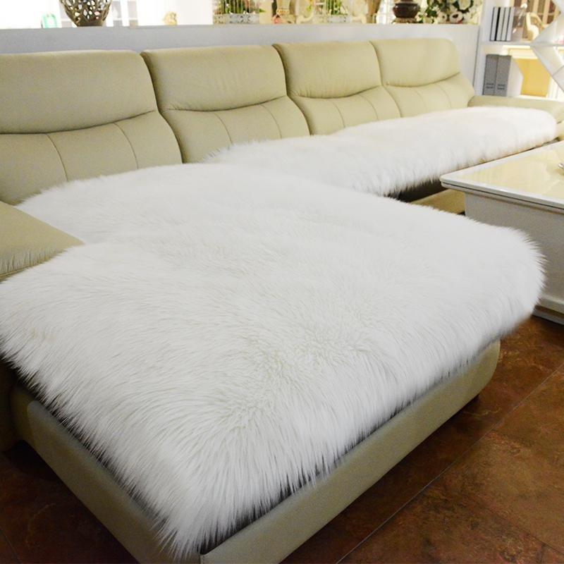 New Sofa Cover Full Cover Winter Imitation Wool Cushion Long Plush Window Thickened European Anti-skid Sofa Mat