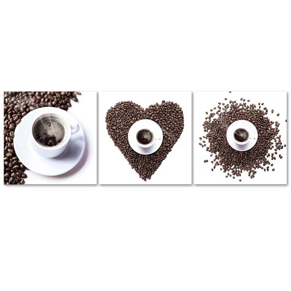 Feeby Set of three pictures canvas print, Coffee heart