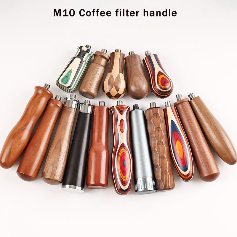 M10 Coffee Filter Modified Handle Italian Style Bottomless Solid Wood Handle Rosewood Espresso Machine Accessories 3