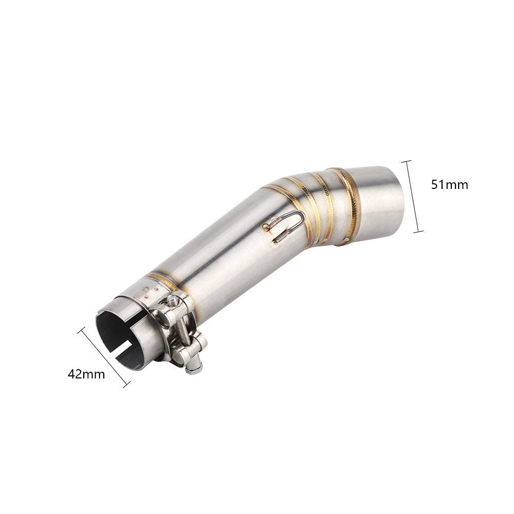 Qiilu Motorcycle Exhaust Pipe, Middle Exhaust Pipe, Central Exhaust Pipe, Stainless Steel, Smooth Discharge,