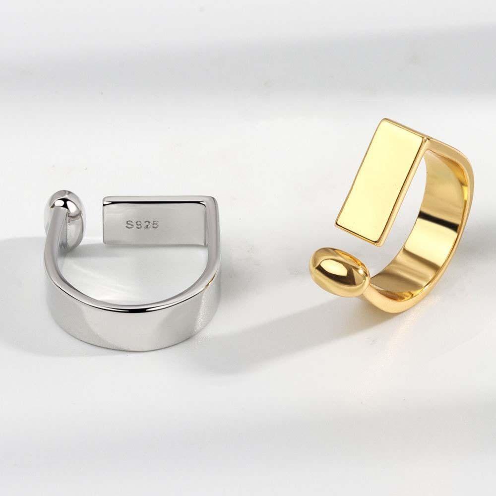 Metal Geometric Opening Square Open Rings Jewelry Accessories Square Zinc Zinc Alloy Ring Square Ring  Girls