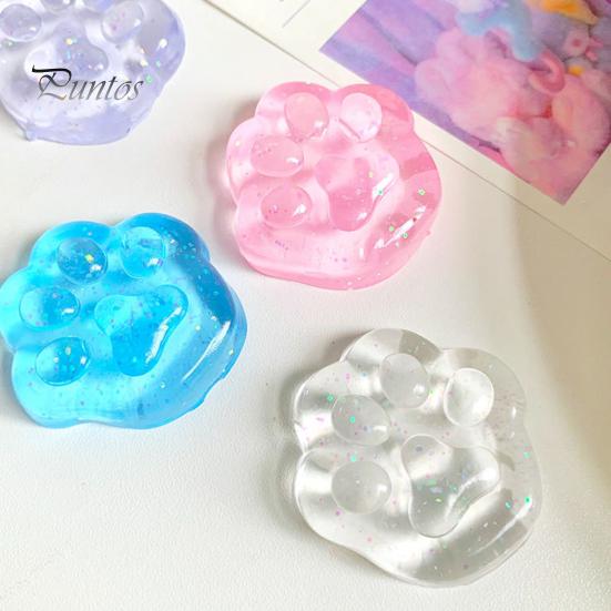 3/5Pcs Clear Cat Paw Squeeze Toy Anxiety Stress Relief Transparent Kitten Paw Pinch Sensory Toy Kids Teens Adults Soft TPR Stress Ball Animal Paw