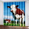 Grommet Top Darkening Blackout Room Milk Cow Pasture Curtain for The Bedroom Drapes In Living Room Left and Right Biparting Open